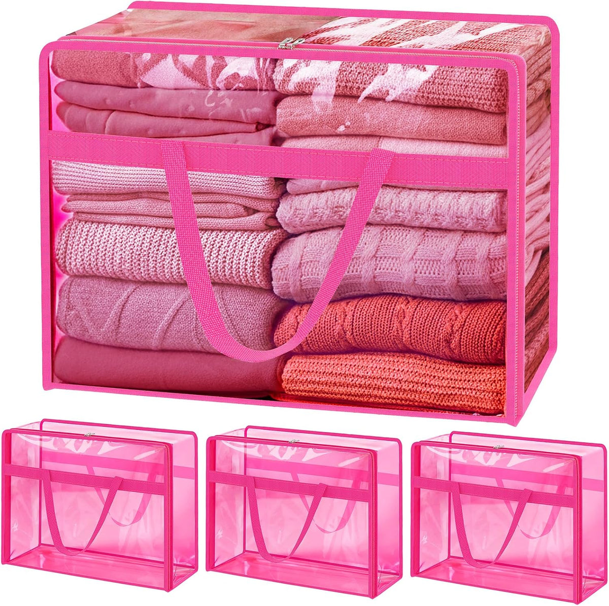 Blanket Storage Bags Extra Large 60L 4 Pack Clothes Organizer