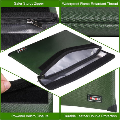 Fireproof Document Bag - with 5200°F Heat Insulated, Waterproof Fireproof Bag with Zipper, 8 Layers of Functional Materials, Fireproof Money Bag for Cash/Documents/Valuables, Fire bag 11"x7.7"