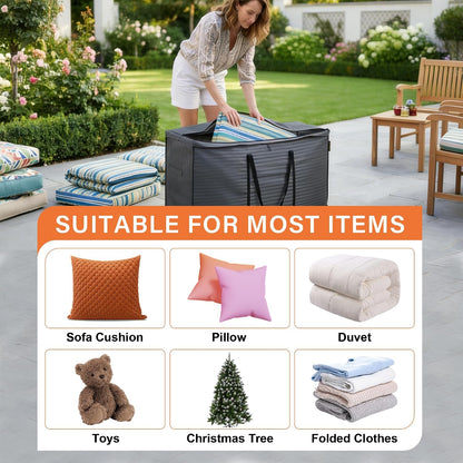 storagebag Patio Cushion Storage Bag, Outdoor Cushion Storage Bag,Waterproof Extra Large Furniture Storage Bag with Handle and Zipper, 48in L x 16in W x 22in H