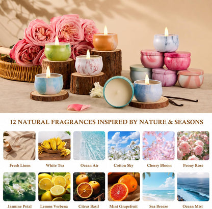 Candles, Scented Candles Gift Set for Women, 8 Pack Fruity Floral Soy Wax Aromatherapy Candles, Travel Tin Candles in Artist Gift Box, Birthday Gifts for Mom, Wife, Sister, Friend, Housewarming