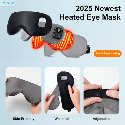 Cordless Heated Eye Mask for Dry, Tired Eyes, Hot Compress with Flaxseed Nose Bridge for Better Blackout & Focused Warmth, Rechargeable Warm 3 Heat Levels, 4 Timers, No Microwave Needed, Pink