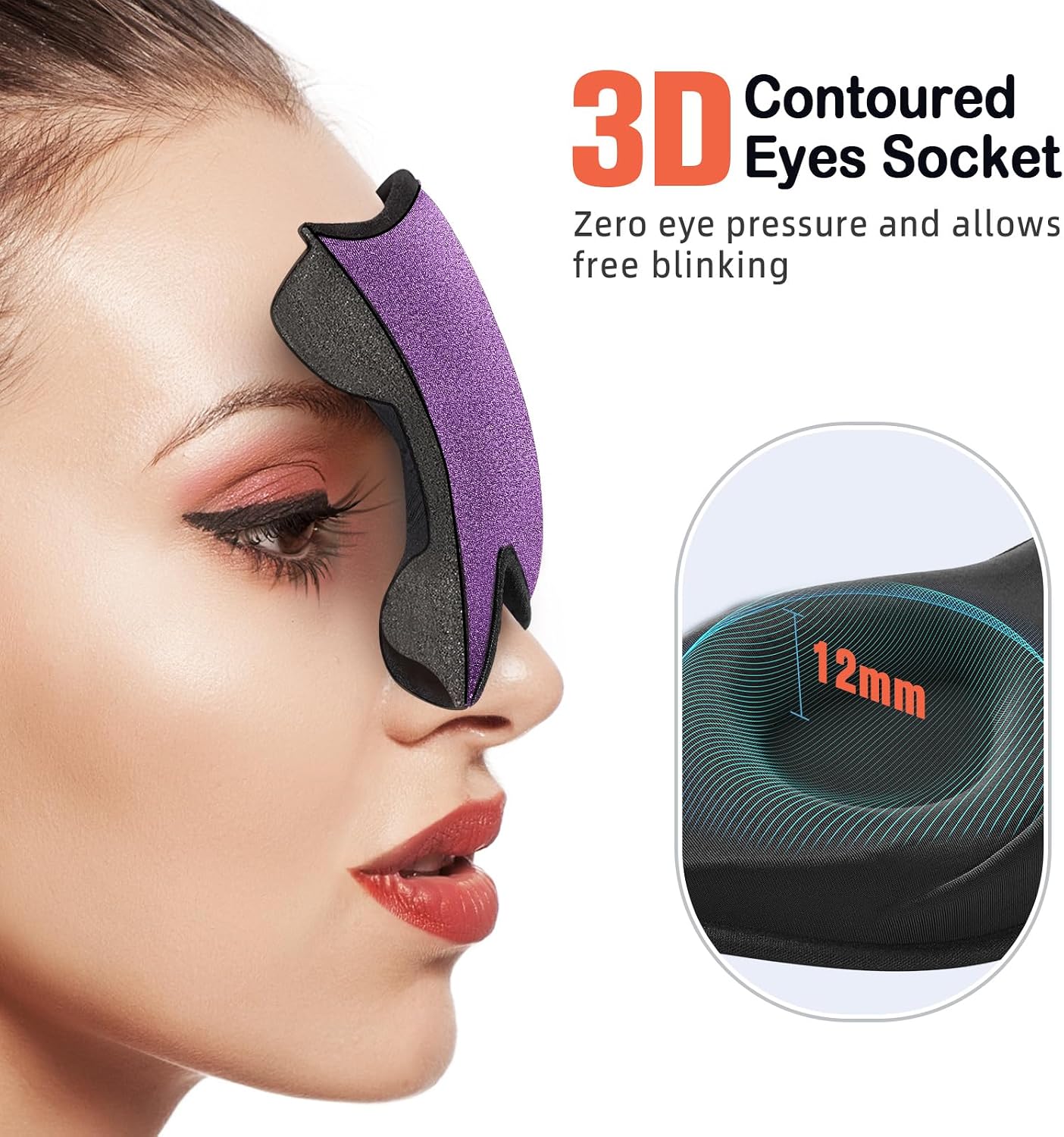 LitBear Sleep Mask for Side Sleeper Women Men, Eye Mask for Sleeping Light Blocking, 3D Contoured Cup Sleeping Mask, Soft Breathable Sleep Eye Mask with Adjustable Elastic Strap for Travel