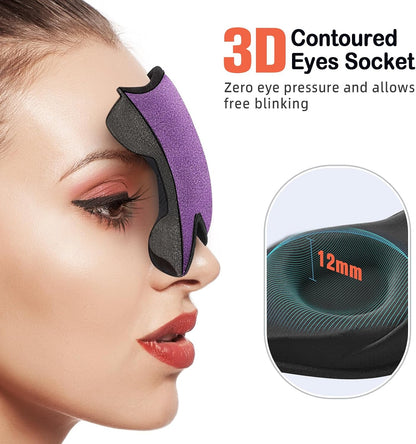LitBear Sleep Mask for Side Sleeper Women Men, Eye Mask for Sleeping Light Blocking, 3D Contoured Cup Sleeping Mask, Soft Breathable Sleep Eye Mask with Adjustable Elastic Strap for Travel