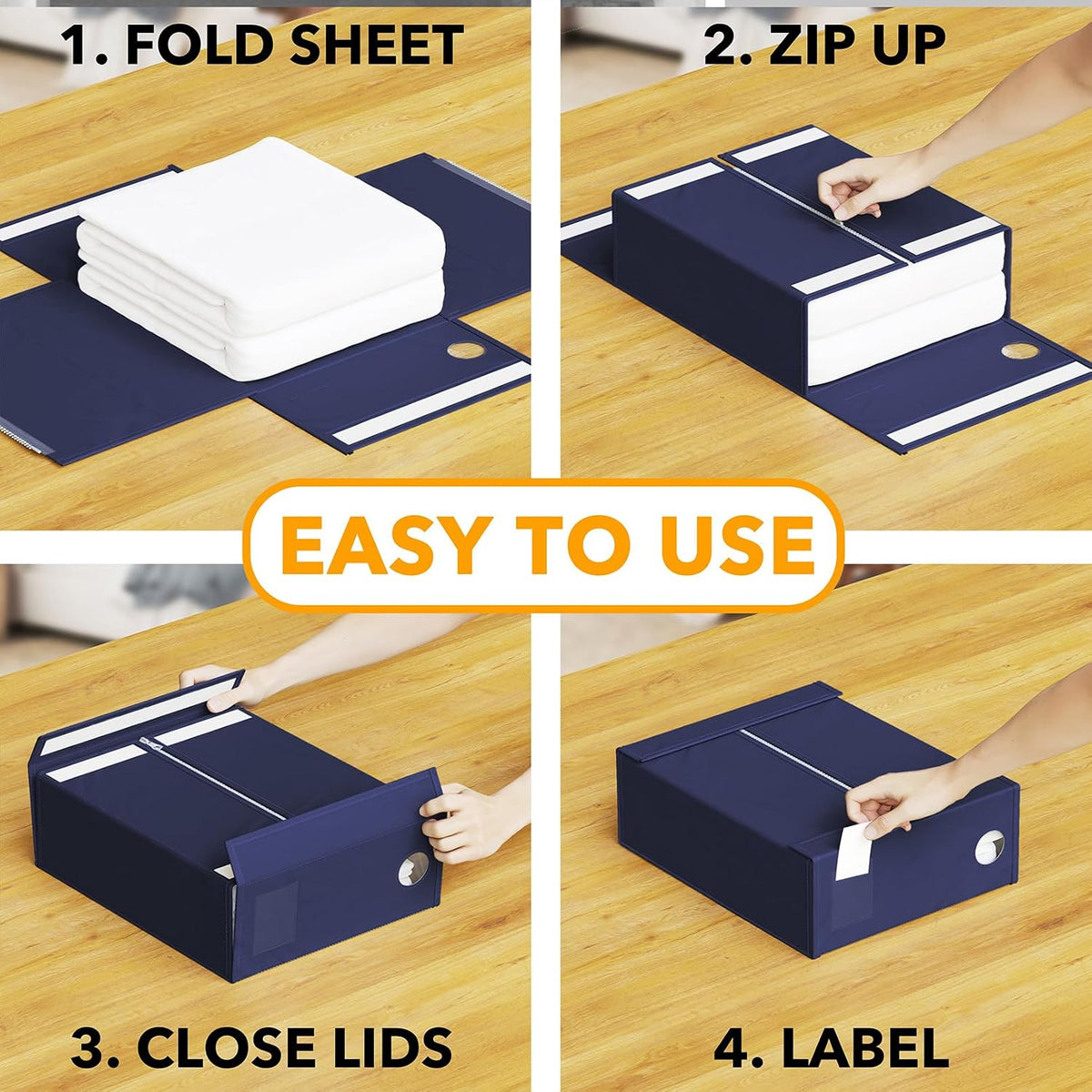SpaceAid Bed Sheet Organizer and Storage, Foldable Sheet Organizer with Window for Linen Closet, Set Folder Keeper for Queen & King Size Bedding Storage (Black)