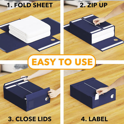SpaceAid Bed Sheet Organizer and Storage, Foldable Sheet Organizer with Window for Linen Closet, Set Folder Keeper for Queen & King Size Bedding Storage (Black)