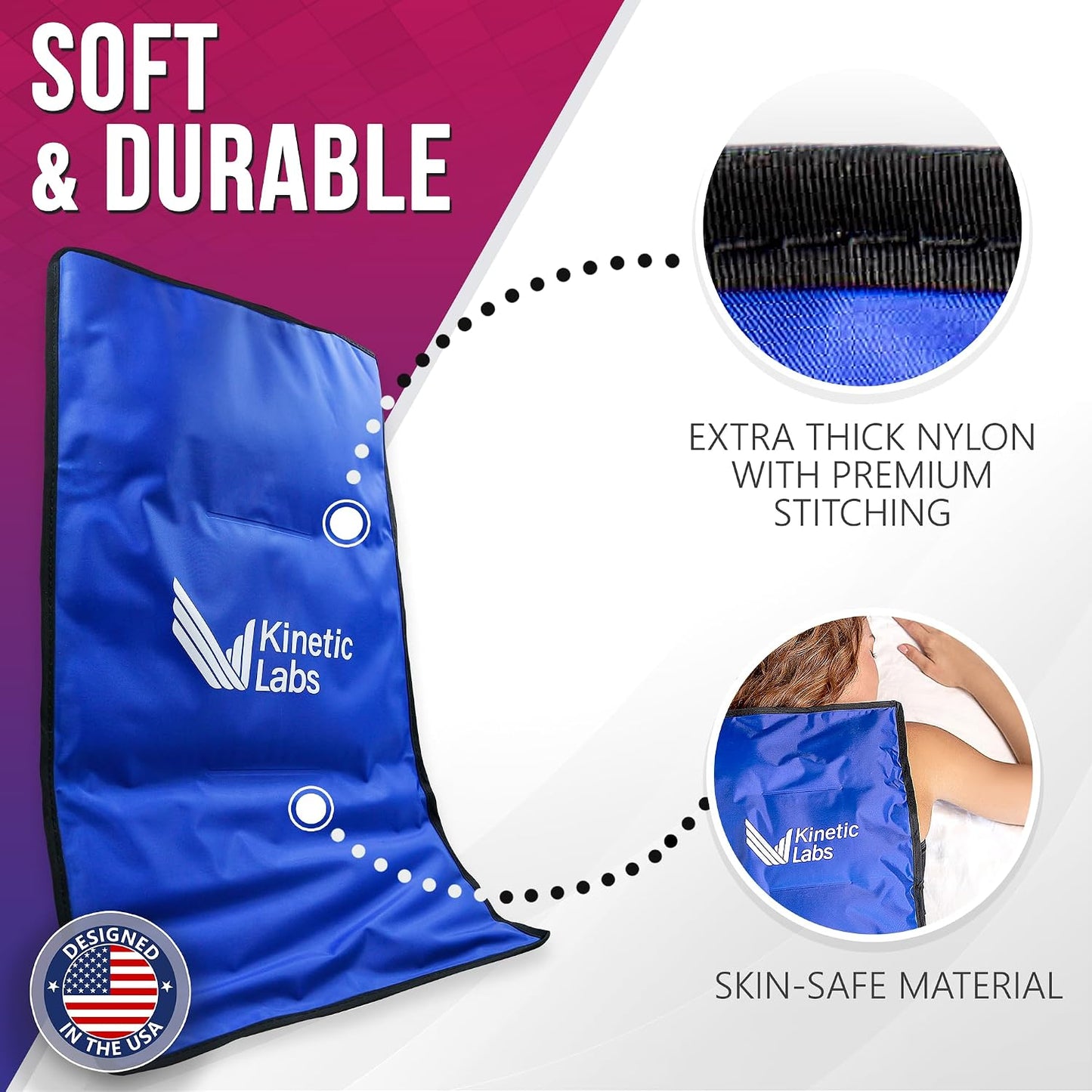 Ice Packs for Injuries Reusable (2 Pack) – Flexible Gel Ice Pack for Knee, Shoulder, Back – Soft Hot & Cold Therapy – Kinetic Labs