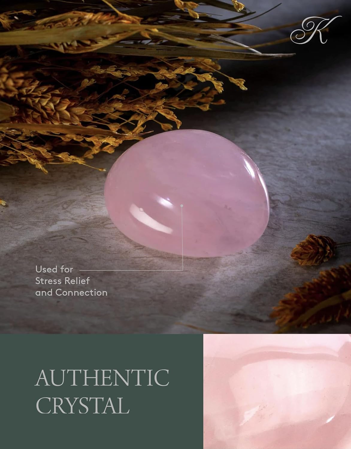KALIFANO Palm Stone with Healing & Calming Effects - AAA+ Grade High Energy Worry Stone with Information Card - Reiki Crystal Used for Courage (Family Owned and Operated)