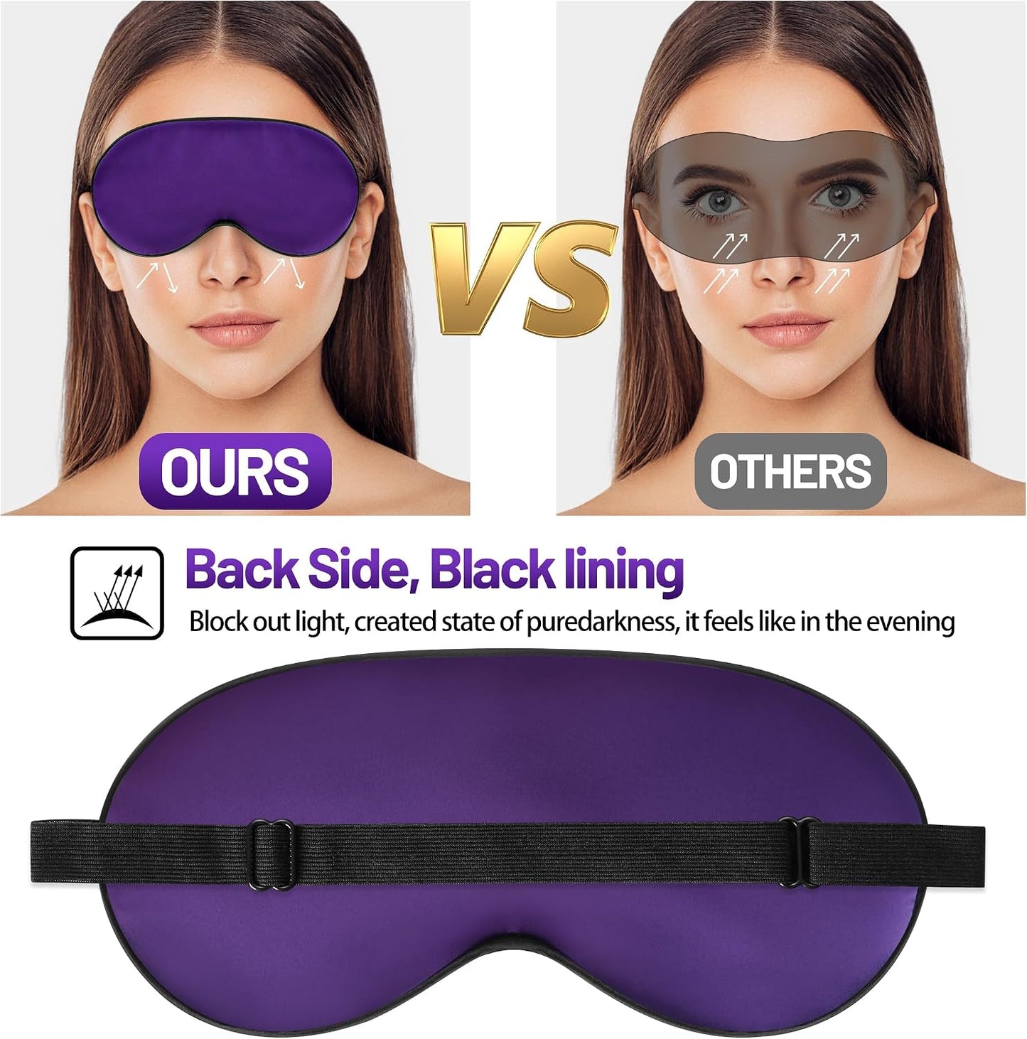 Sleep Mask, Silk Eye Mask for Sleeping with Adjustable Strap, Satin Blackout Sleeping Eye Mask for Men&Women, Comfortable Blindfold Eyeshade for Night Sleep(Black)