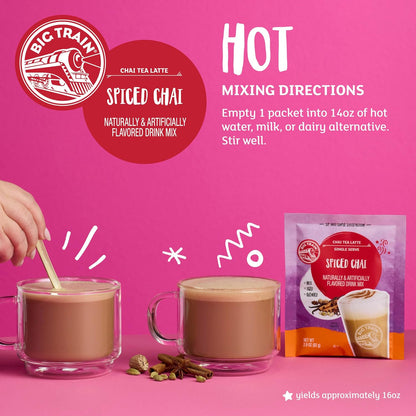 Big Train Spiced Chai Tea Latte Beverage Mix, 2.9 oz Packets (Pack of 12)