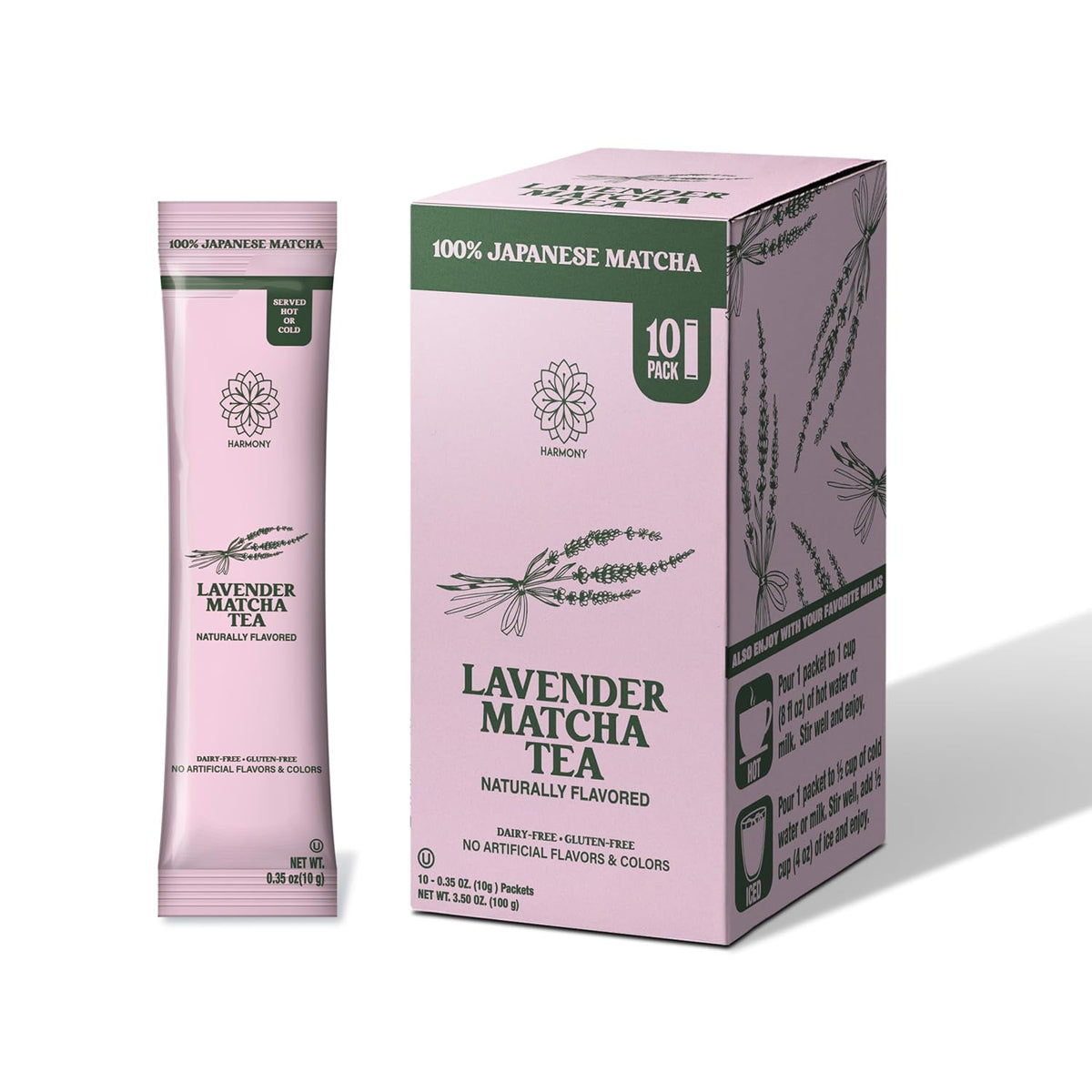Harmony Premium Japanese Lavender Matcha Tea, 10 Sticks