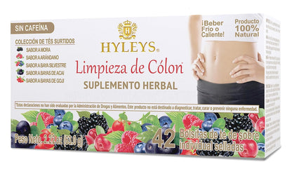 Hyleys Colon Cleanse Tea, Assorted, 42 Individually Wrapped Herbal Tea Bags
