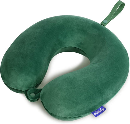 Travel Pillow Memory Foam for Airplanes - Neck Pillow for Traveling, Car, Home, Flight Pillow for Sleeping with Attachable Snap Strap Soft Washable Cover, Provide Head Neck Support Rest, Dark Gray