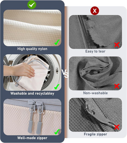 DIMJ Comforter Storage Bag - Blanket Storage Organizer Compression Bags, Large Capacity Ultra Space Saving Self Compression Organize for Bedding, Pillow, Duvet, Sheet Storage with Zipper Window