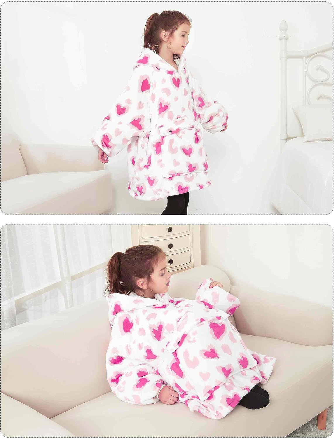 KFUBUO Wearable Blanket Hoodie for Adults Sherpa All Patterns Cat Oversized Sweatshirt Blanket with Pockets for Women