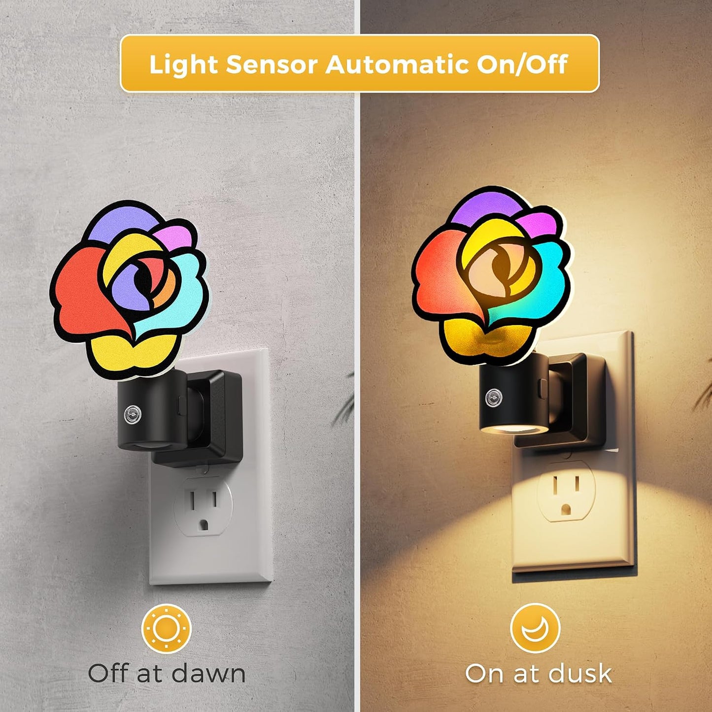 L LOHAS LED Night Lights Plug into wall, Amber Night Light with Adjustable Brightness, Plug in NightLight with Auto Light Sensor, Wall Sconce-Style Design Night Light for Bathroom,Hallway, 2 Pack