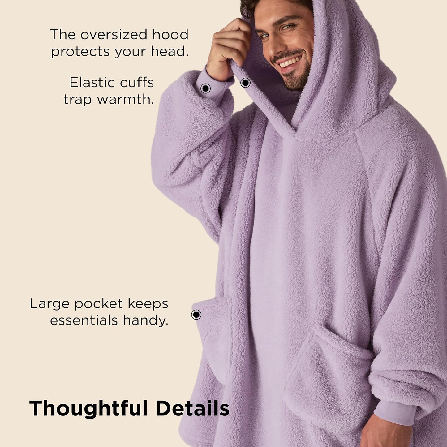 Bedsure Wearable Blanket Hoodies, Blanket Hoodie as Mothers Day Birthday Gifts for Mom Women, Warm Cozy Soft Sweatshirt Hooded Blankets for Women Men Adults, Grey, Standard