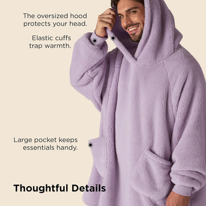 Bedsure Wearable Blanket Hoodies, Blanket Hoodie as Mothers Day Birthday Gifts for Mom Women, Warm Cozy Soft Sweatshirt Hooded Blankets for Women Men Adults, Grey, Standard