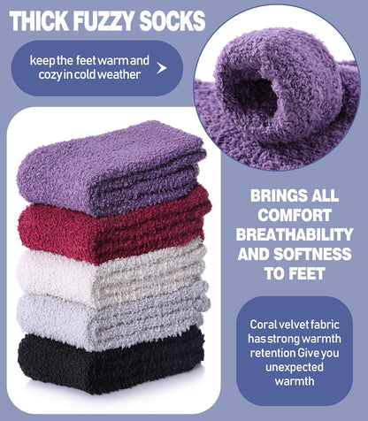 MQELONG Fuzzy Socks for Men & Women Cozy Fluffy Winter Warm Slipper Socks Microfiber Soft Home Sleeping Socks