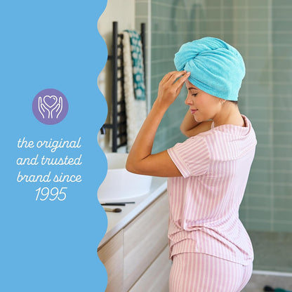 Turbie Twist 2-Pack Microfiber Hair Towel for Beauty, Travel, Gifting - Hair Wrap Turban for Straight, Wavy & Curly Hair - Premium Personal Care - Dark Purple & Light Purple