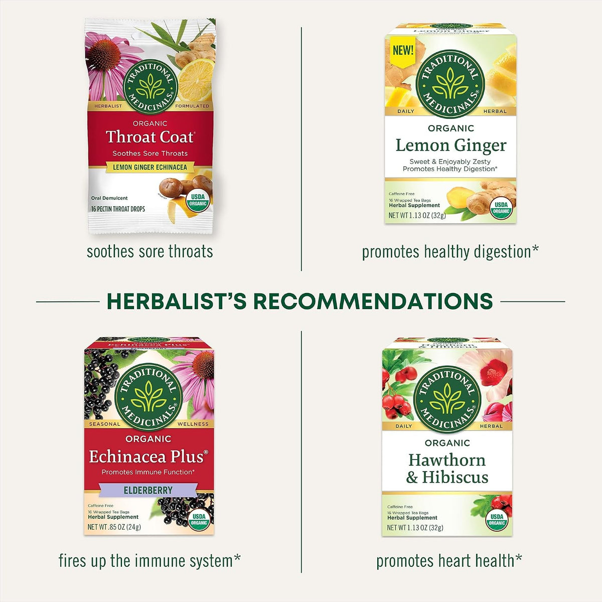 Traditional Medicinals Organic Immune Zoom Lemon Ginger, 16 Tea Bags