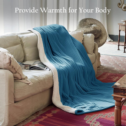 Texciting Heated Blanket Electric Blanket Throw 50''X60''-Heating Throw with 9 Heat Settings-2-10 Hours Auto Off,ETL Certified,Machine Washable (Green)