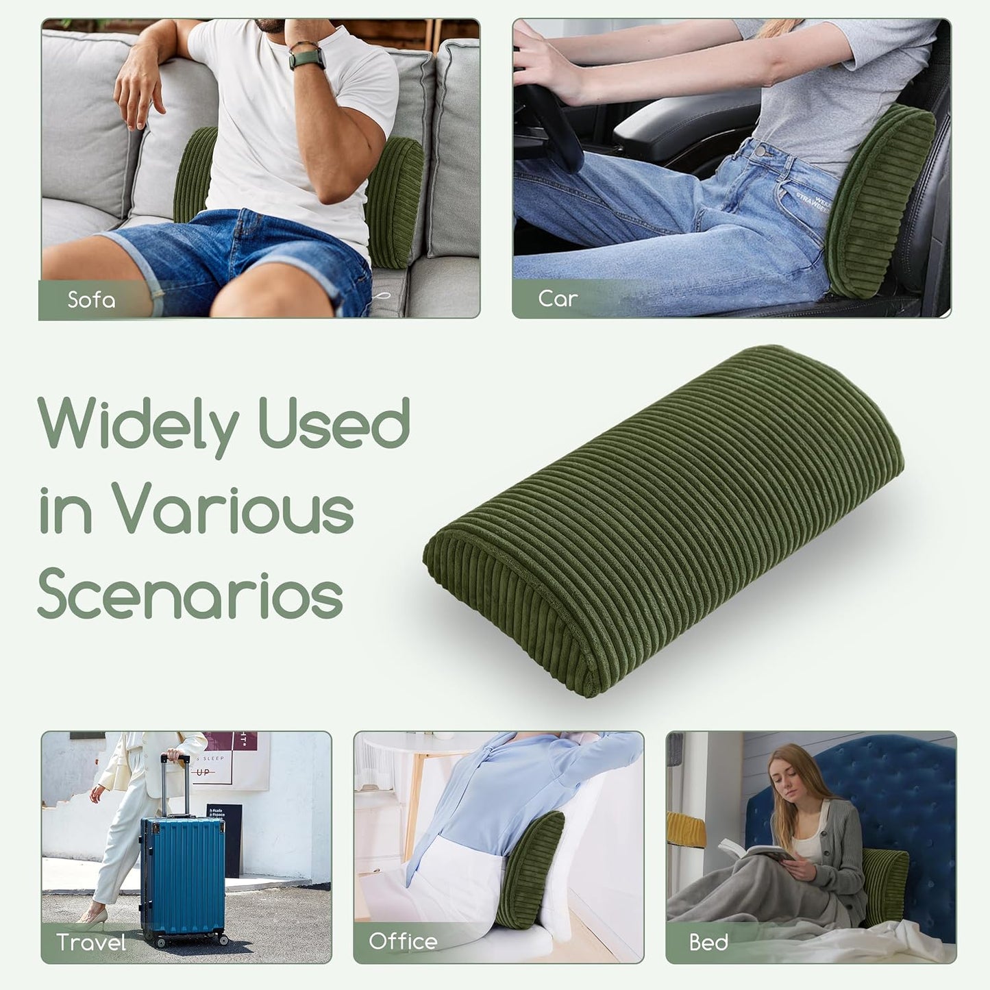HIGOGOGO Lumbar Support Pillow for Recliner Chair/Accent Chair/Couch, Memory Foam Back Support Cushion for Elderly, Recliner Cushions for Back Rest, Pain Relief, Reading, Washable Cover, Dark Grey