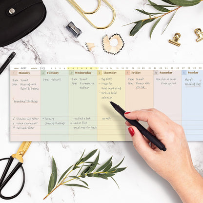 Oriday Weekly Calendar Planner Notepad Tear Off Pad (Rainbow) - Daily, Weekly Planning pads