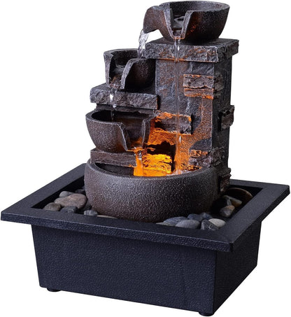 Kalona Tabletop Water Fountain, Indoor Waterfall with Resin Rock Design