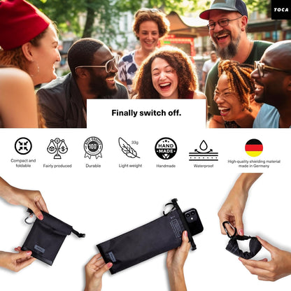 TOCA Faraday Pouch and Security Bag for Smartphones, GPS, RFID, Data Blocker, Shielding Purse, Travel, Anti-Hacking & Anti-Tracking, Privacy Protection Black