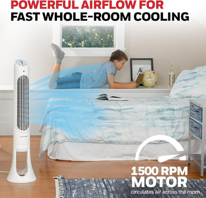 Honeywell QuietSet Whole Room Oscillating Tower Fan with Remote, White, HYF260