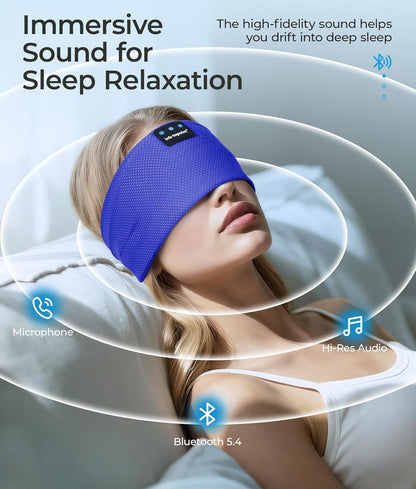 ink-topoint Sleep Headphones Bluetooth 5.4 Headband, 2 in 1 Sleep Mask with Bluetooth Headphones, Wireless Headband Earphones with Ultra-Thin HD Stereo Speaker, Music Headband for Workout Running Yoga