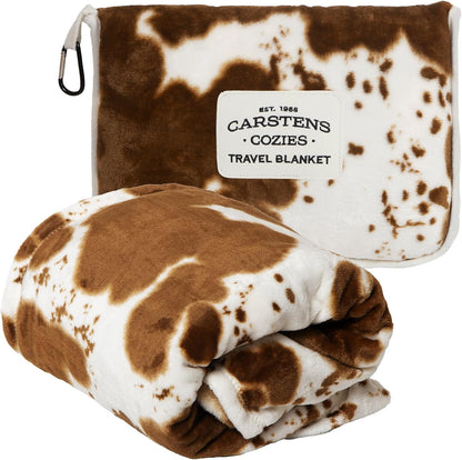 Carstens, Inc. Travel Blanket, Premium Compact 2-in-1 Airplane Blanket/Pillow, Open Sky Blue Aztec