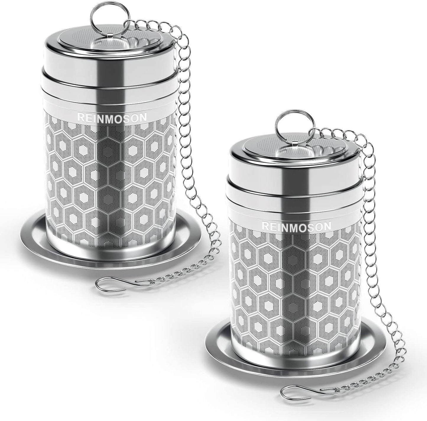Reinmoson Large Tea Infuser for Loose Tea & Spice Infuser for Cooking, Extra Fine Mesh Tea Strainers, 304 Stainless Steel Loose Leaf Tea Steeper for Black Tea, Rooibos, etc