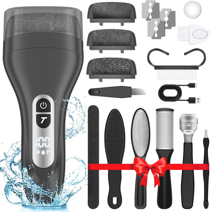 AdamPark Electric Callus Remover for Feet, Rechargeable Portable Electronic Foot Callus Remover 2-in-1 Wet/Dry Foot Scrubber Electric Toot File for Hard Cracked Dry Dead Skin（Pink）