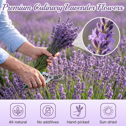 60+ PCS Edible Lavender Sprigs 1.1oz for Cocktails & Dessert Decor
