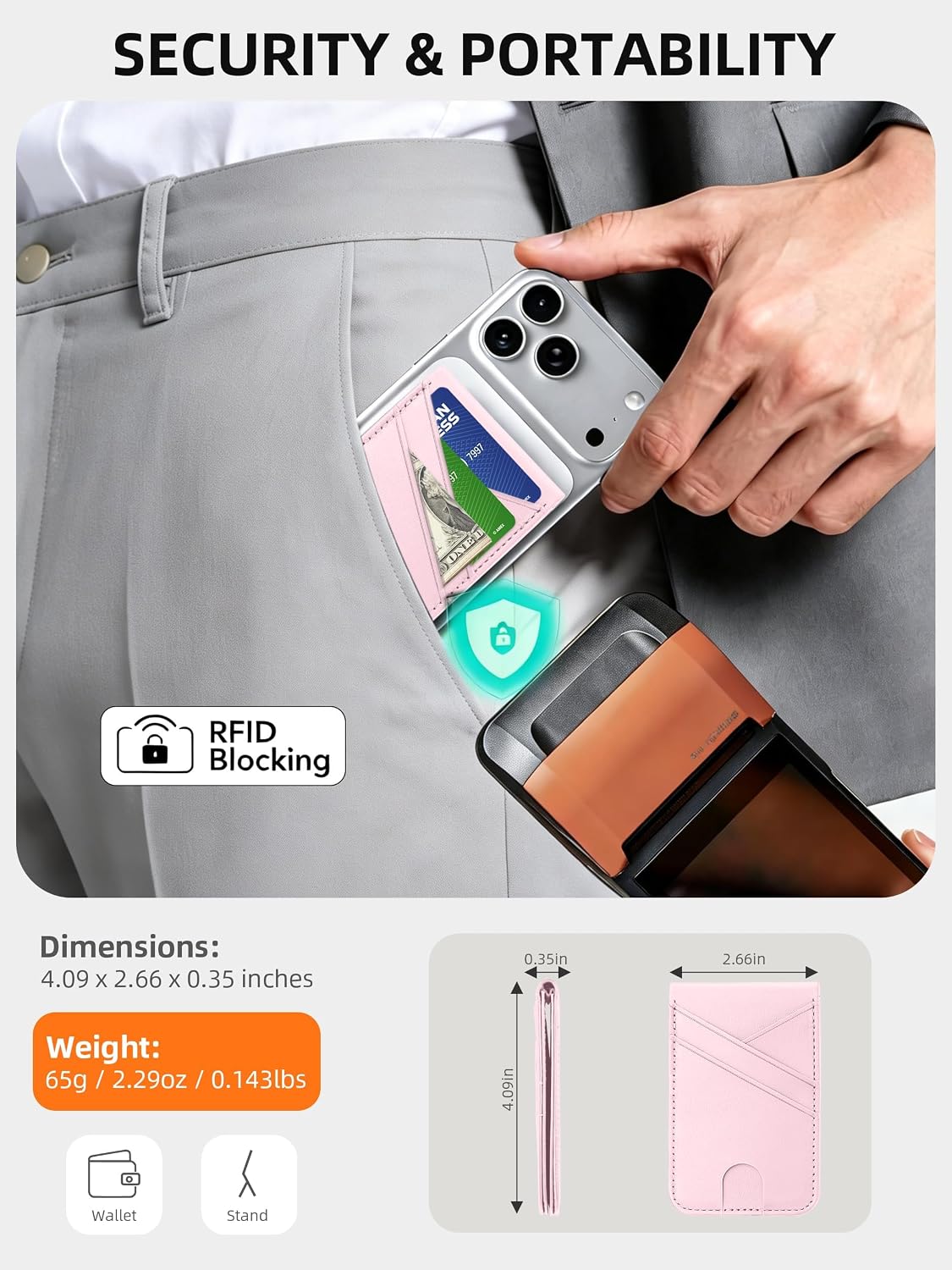 TopMade Magnetic Wallet Stand Tracker for Magsafe (iOS Only), Black