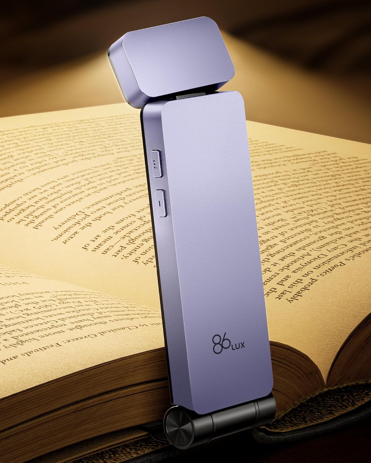 86lux Book Light, Rechargeable Clip-On LED Reading Light for Bed & Night Use - 3 Color Temperatures with Stepless Dimming, Ultralight Bookmark Design for Book Lovers, Grey