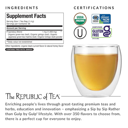 The Republic of Tea SuperGreen Organic Brain Boost Green Tea, 36 Count
