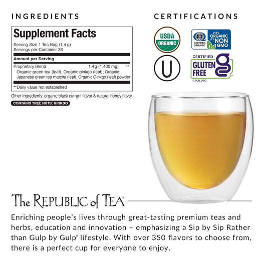 The Republic of Tea SuperGreen Organic Brain Boost Green Tea, 36 Count