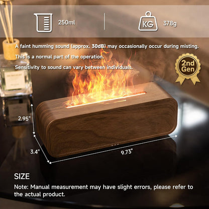 TMEHM Fireplace Flame Air Diffuser Humidifier,7 Colors Aromatherapy Essential Oil Diffuser,Ultrasonic Aroma Humidifier with Timer for Home,Bedroom,Office,Yoga (Black)