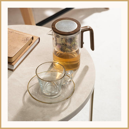 Enchanti Glass Teapot with Infuser - Magic Tea Pot for Loose Leaf Tea - Borosilicate Glass Tea Maker with Heat-Resistant Handle - Gift Box & Writable Card - 800ML (27oz)