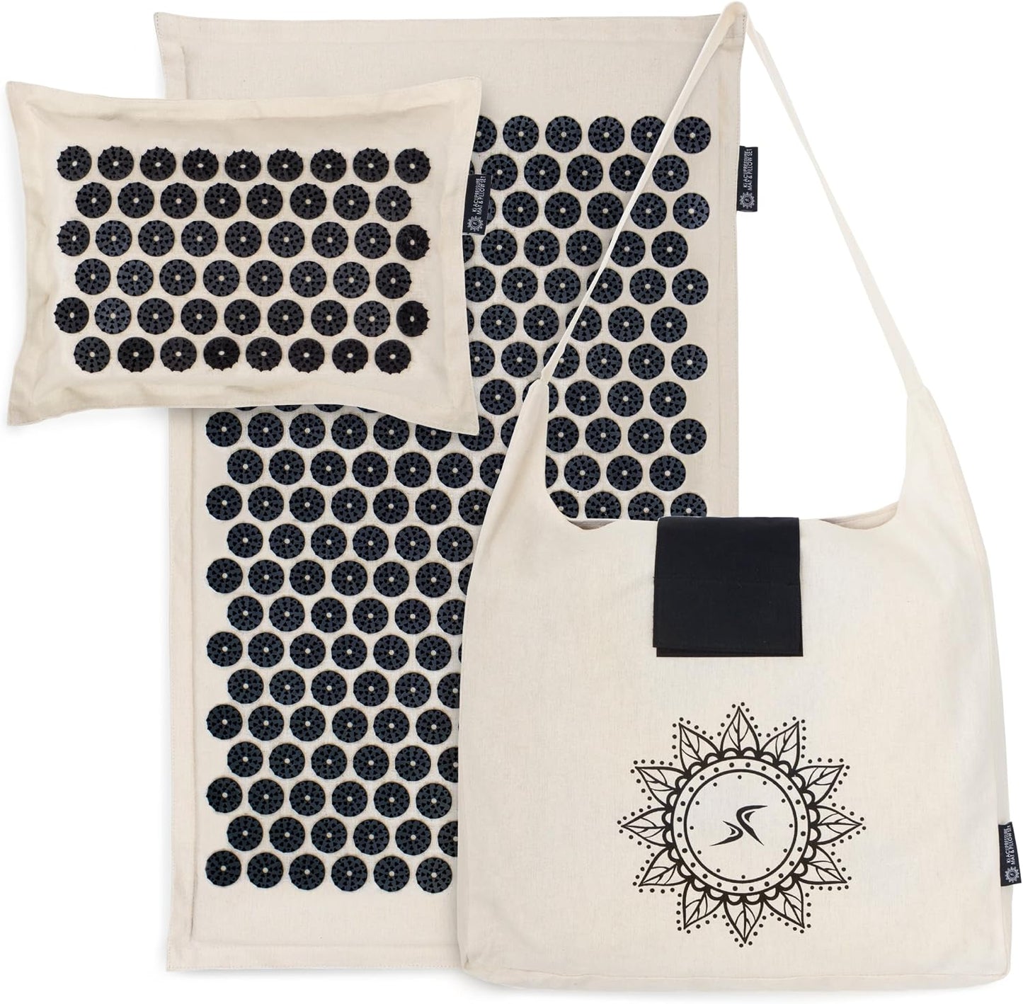 ProsourceFit Ki Acupressure Mat and Pillow Set with 100% Natural Linen for Back/Neck Pain Relief and Muscle Relaxation