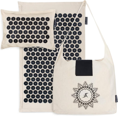 ProsourceFit Ki Acupressure Mat and Pillow Set with 100% Natural Linen for Back/Neck Pain Relief and Muscle Relaxation