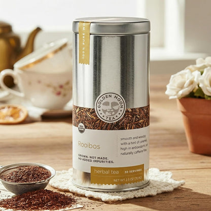Golden Moon Organic Rooibos Tea Travel Tin – 30 Servings Caffeine Free