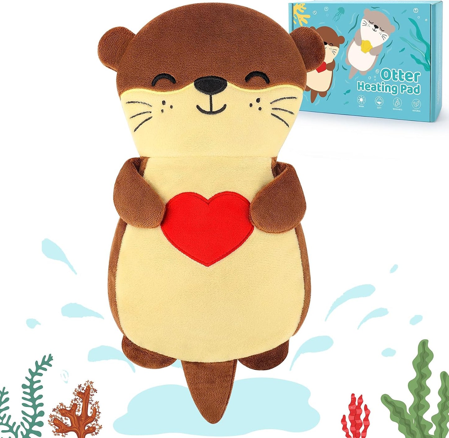 Microwave Heating Pad for Period Cramps,Otter Microwavable Heating Pad for Shoulder Neck Back Knee Pain Relief with Lavender Scented,Cute Otter Plush Toys Heat Pack for Women Kids Birthday