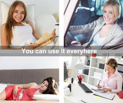 Portable Cordless Heating Pad, Electric Waist Belt Device, Fast Heating Pad with 3 Heat Levels and 3 Massage Modes, Back or Belly Heating Pad, Gift for Her, Women and Girl