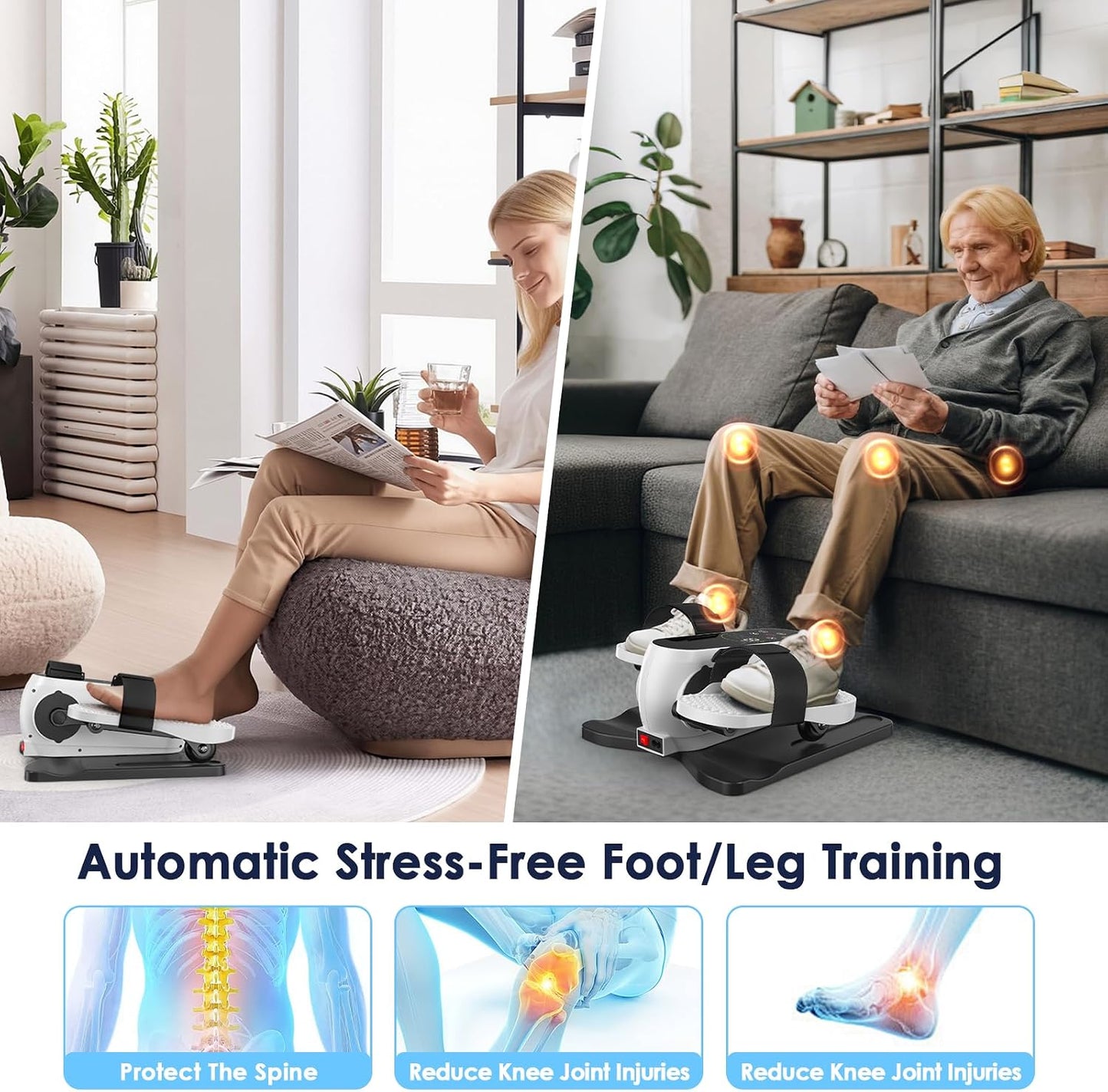 2025 New Under Desk Elliptical Machine,Portable Seated Pedal Exercise Machine for Seniors, 12 Adjustable Speed Elipse Leg Exerciser with Remote Control,Quiet Foot Exercise Machine for Home Office