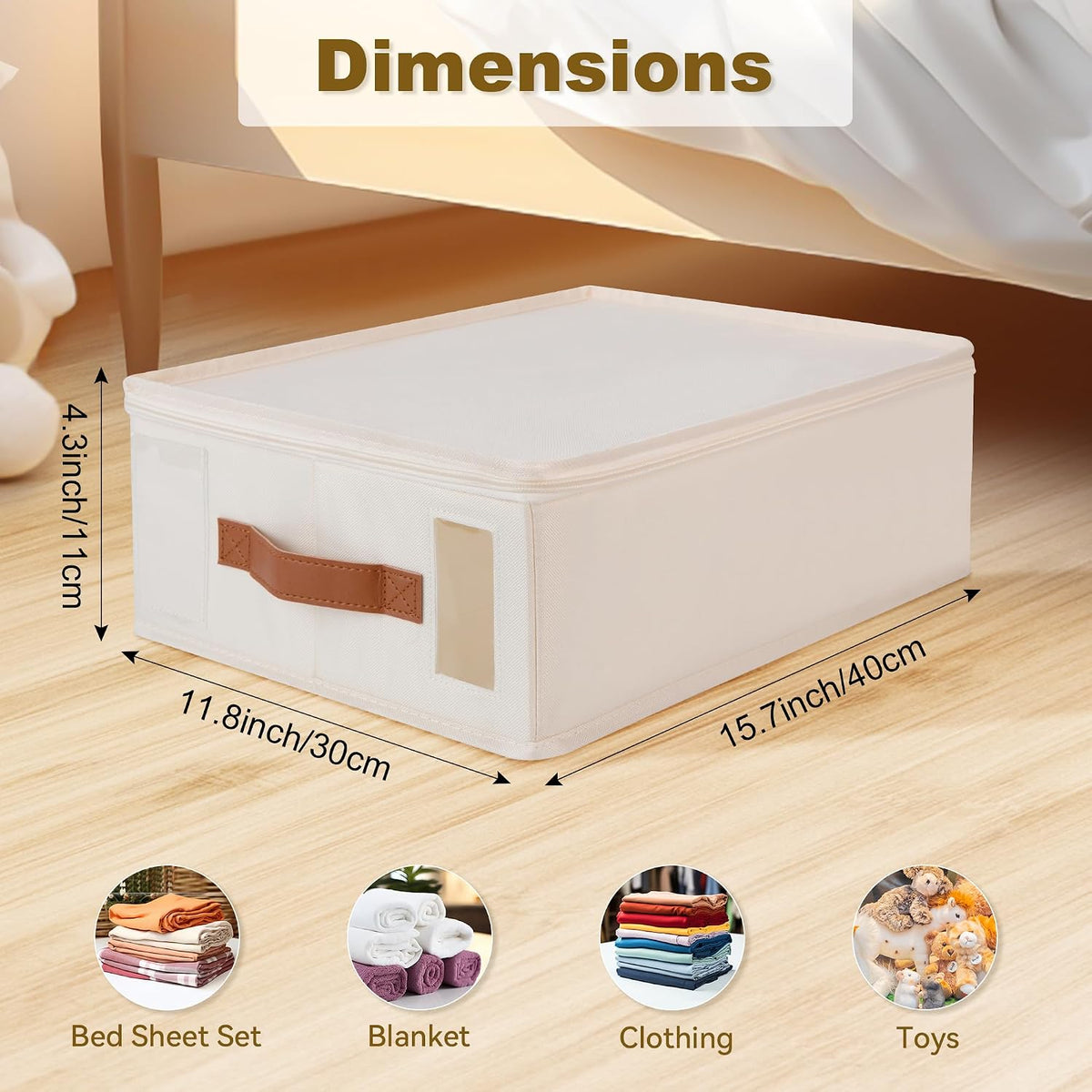 Bed Sheet Organizer - No Insects Entry Sheet Organizers and Storage with Zipper, Label, Handle, Window, Linen Closet Organizers and Storage for Sheet Set, Clothing, Duvet Covers, Blanket