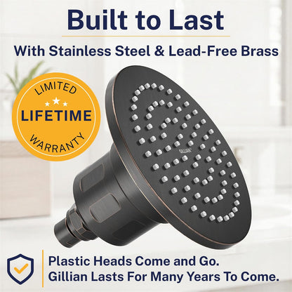 Gillian™ by HammerHead High Pressure Shower Head with Filter – Genuine KDF-55 Filtered Shower Head for Hard Water, Healthier Skin & Hair – Metal 6-Inch Rainfall Showerhead with Filters, Chrome