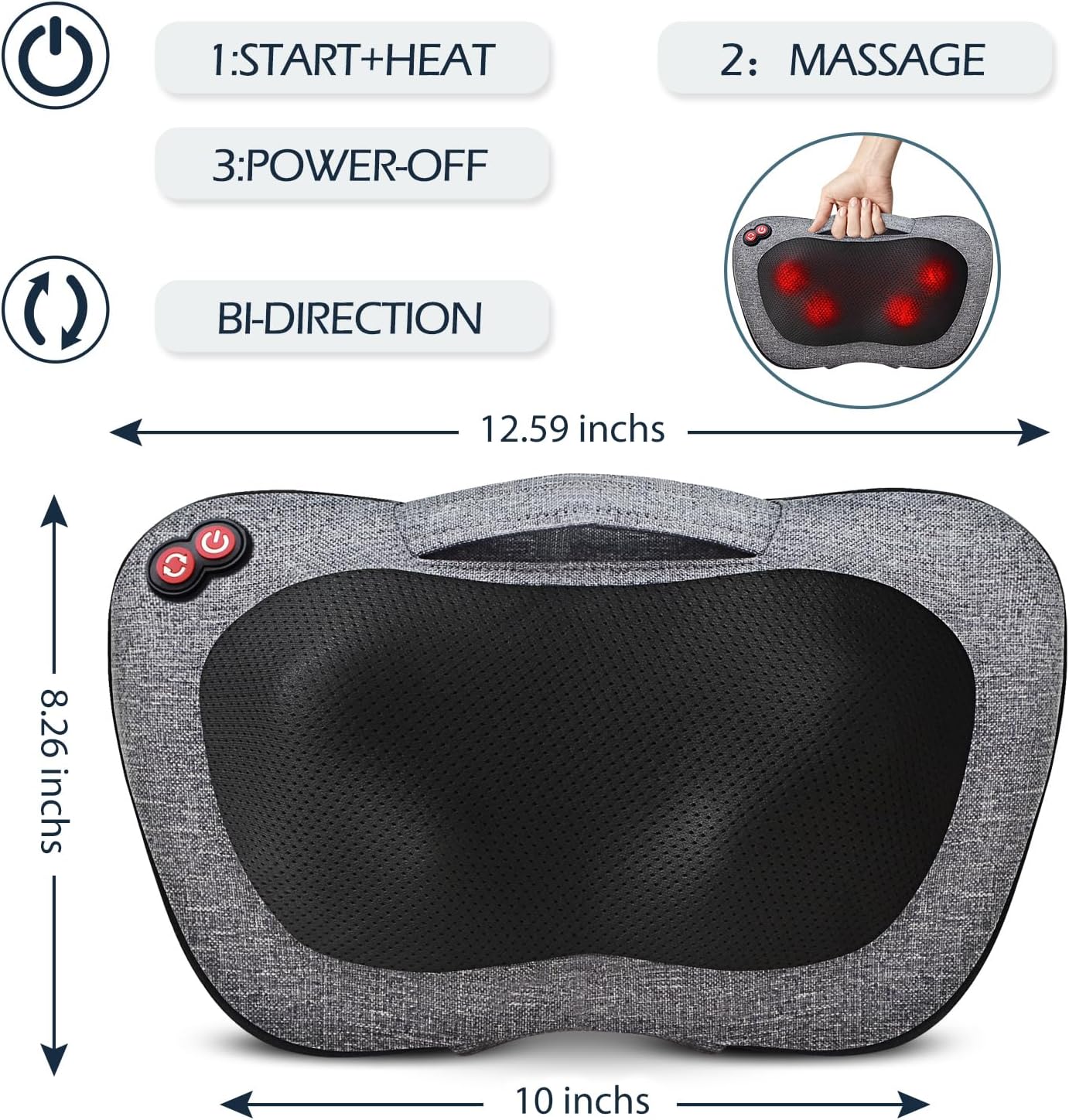 VIKTOR JURGEN Shiatsu Back Massager with Heat – Deep Tissue Massage for Neck, Shoulder, Back Pain Relief, Electric Kneading 3D Massage Pillow, Christmas for Men Women Dad Wife Mom Gifts (NOT Cordless)